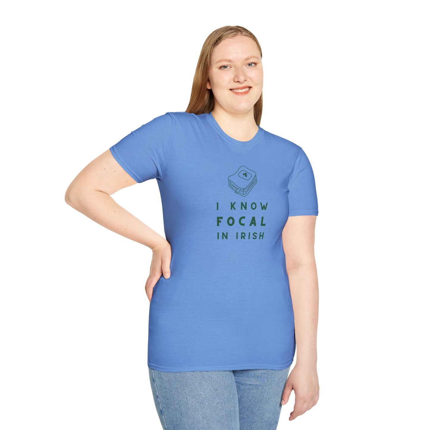 I KNOW FOCAL IN IRISH Unisex Softstyle 100% Cotton T-Shirt