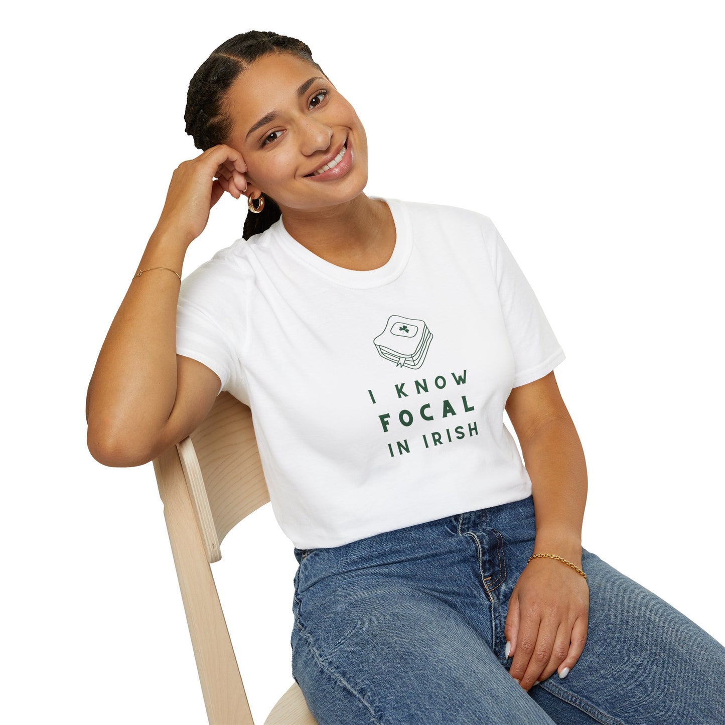 I KNOW FOCAL IN IRISH Unisex Softstyle 100% Cotton T-Shirt