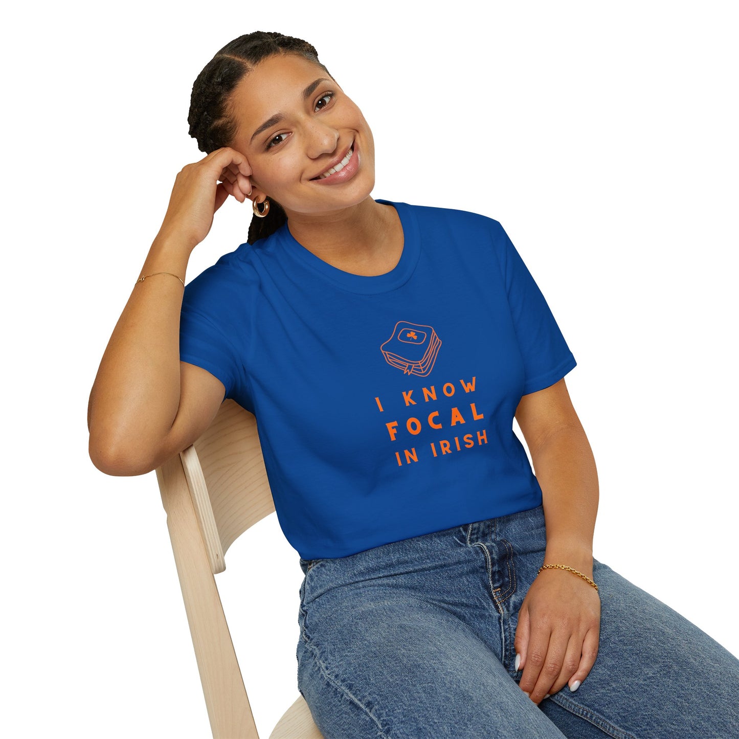I KNOW FOCAL IN IRISH Unisex Softstyle 100% Cotton T-Shirt