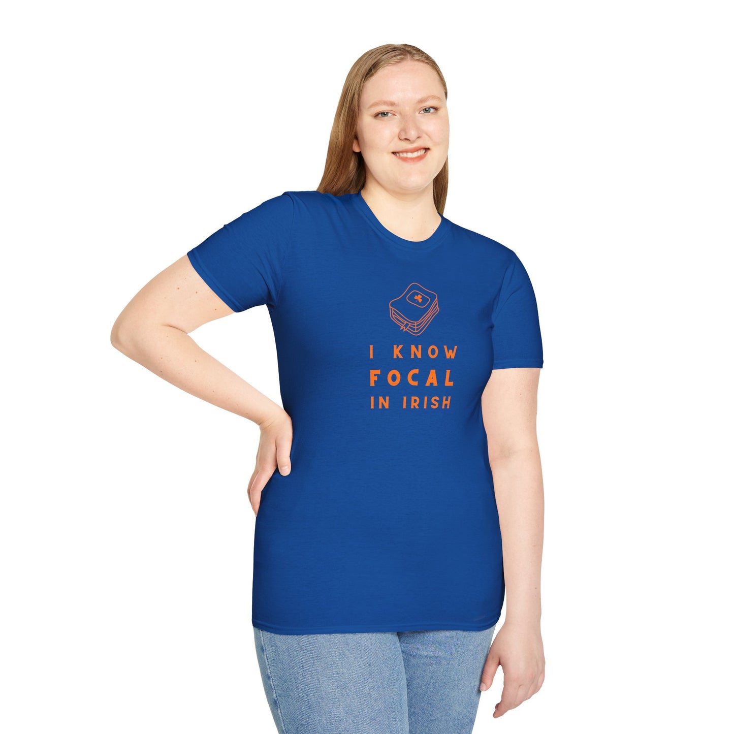 I KNOW FOCAL IN IRISH Unisex Softstyle 100% Cotton T-Shirt