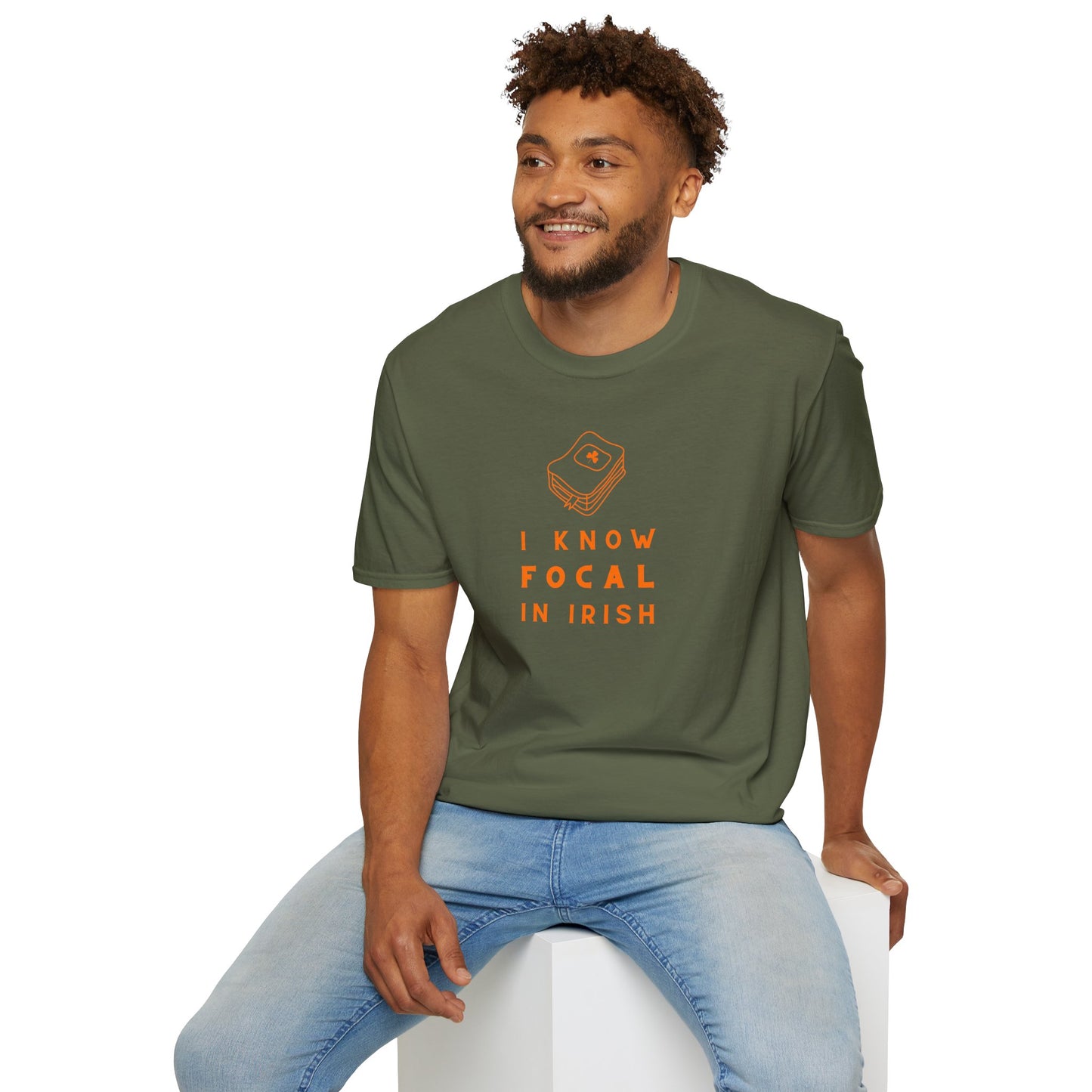 I KNOW FOCAL IN IRISH Unisex Softstyle 100% Cotton T-Shirt