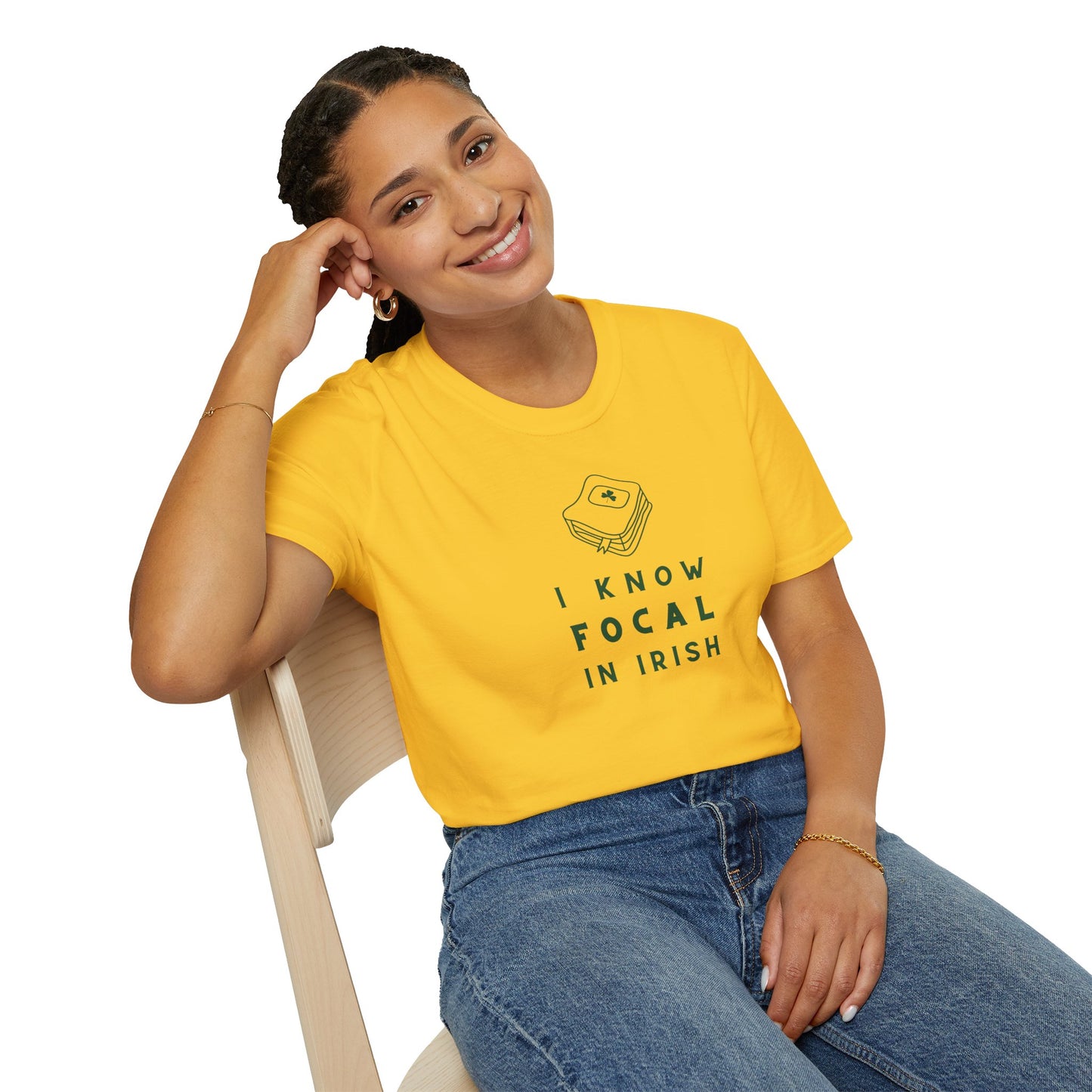 I KNOW FOCAL IN IRISH Unisex Softstyle 100% Cotton T-Shirt