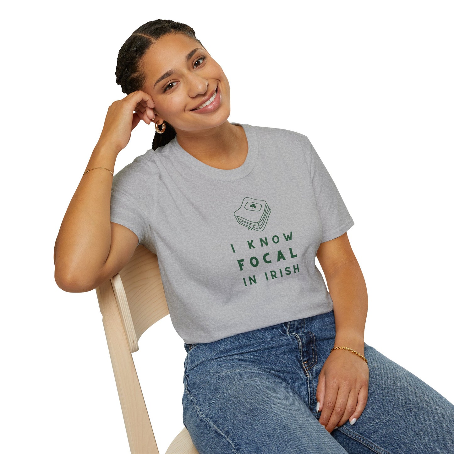 I KNOW FOCAL IN IRISH Unisex Softstyle 100% Cotton T-Shirt