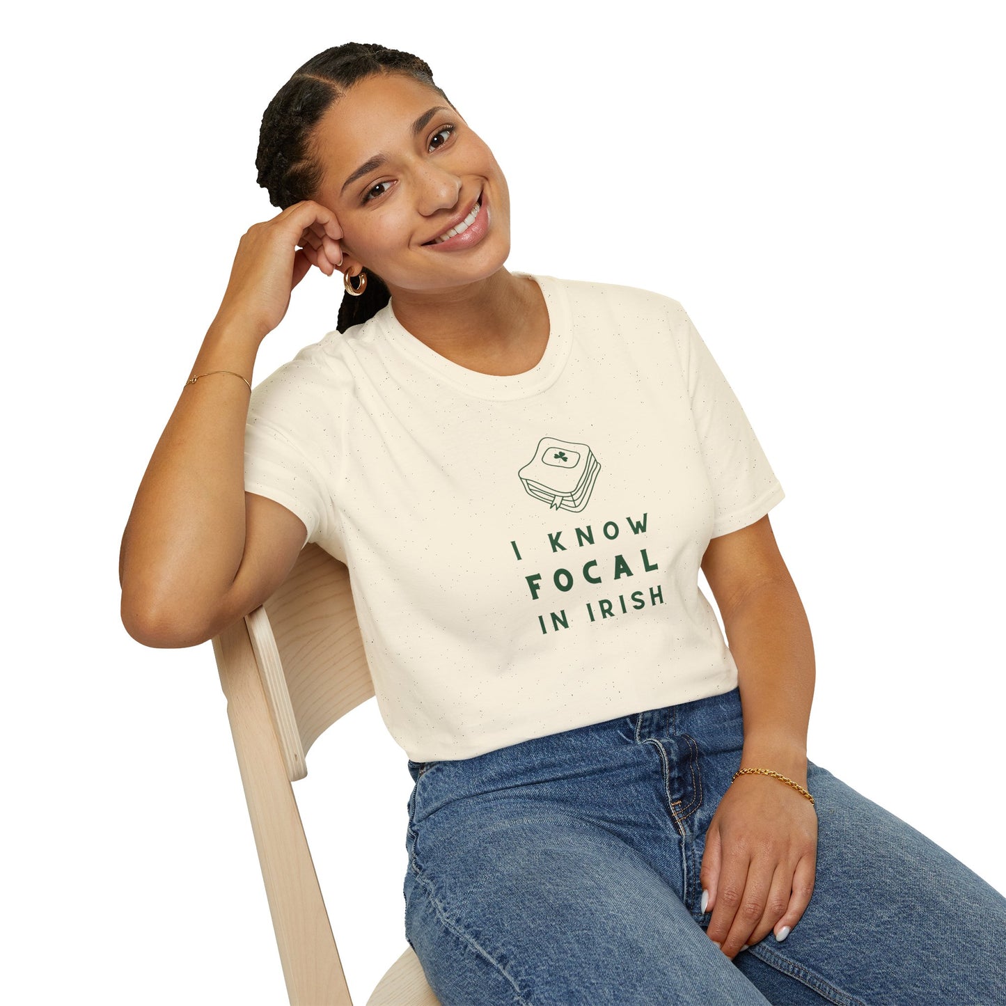 I KNOW FOCAL IN IRISH Unisex Softstyle 100% Cotton T-Shirt