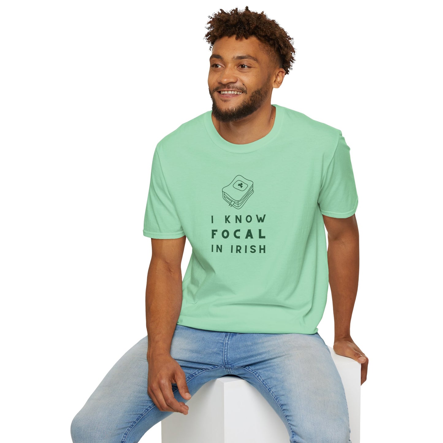 I KNOW FOCAL IN IRISH Unisex Softstyle 100% Cotton T-Shirt
