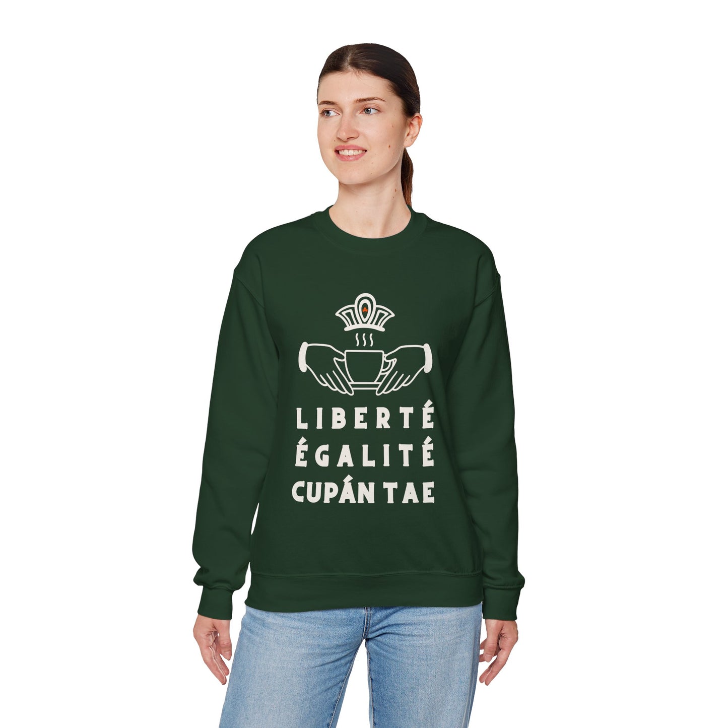 LIBERTÉ ÉGALITÉ CUPÁN TAE ie green Unisex Heavy Blend™ Crewneck Sweatshirt