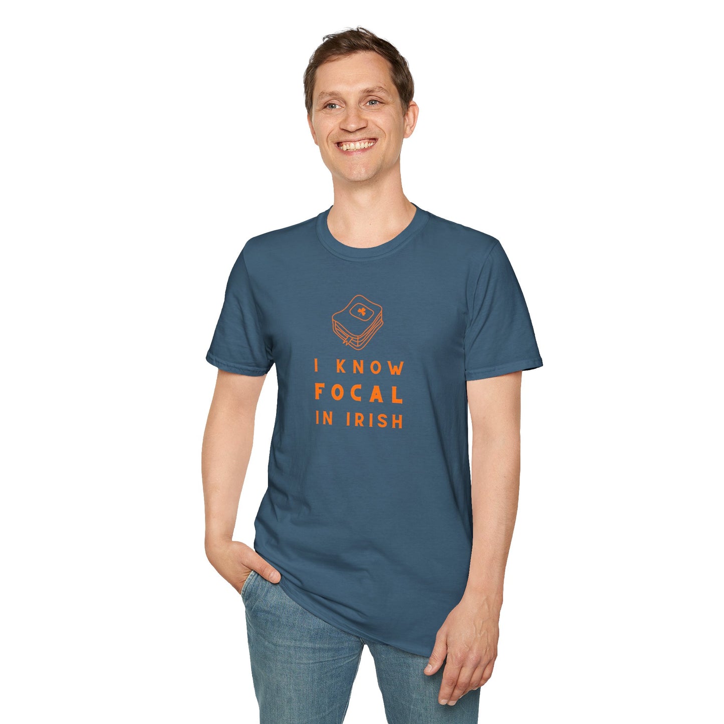 I KNOW FOCAL IN IRISH Unisex Softstyle 100% Cotton T-Shirt