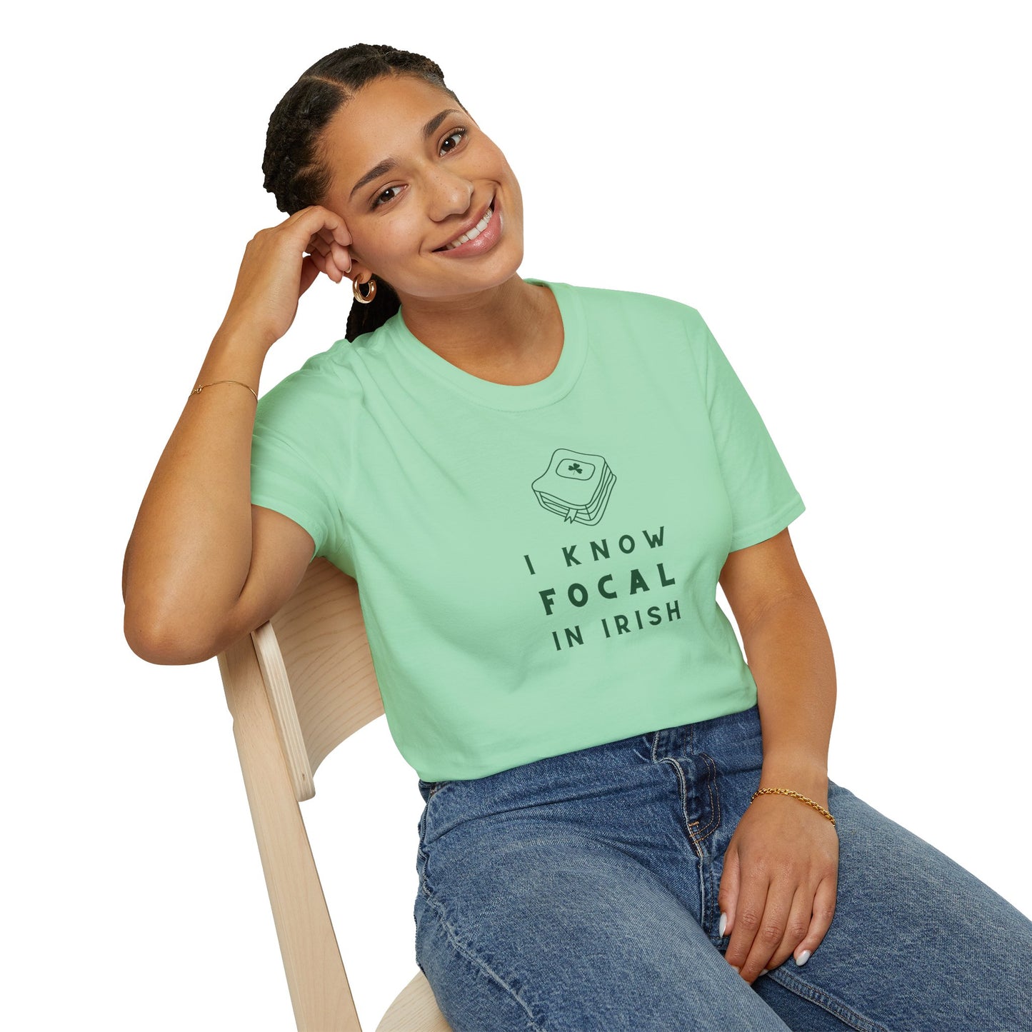 I KNOW FOCAL IN IRISH Unisex Softstyle 100% Cotton T-Shirt