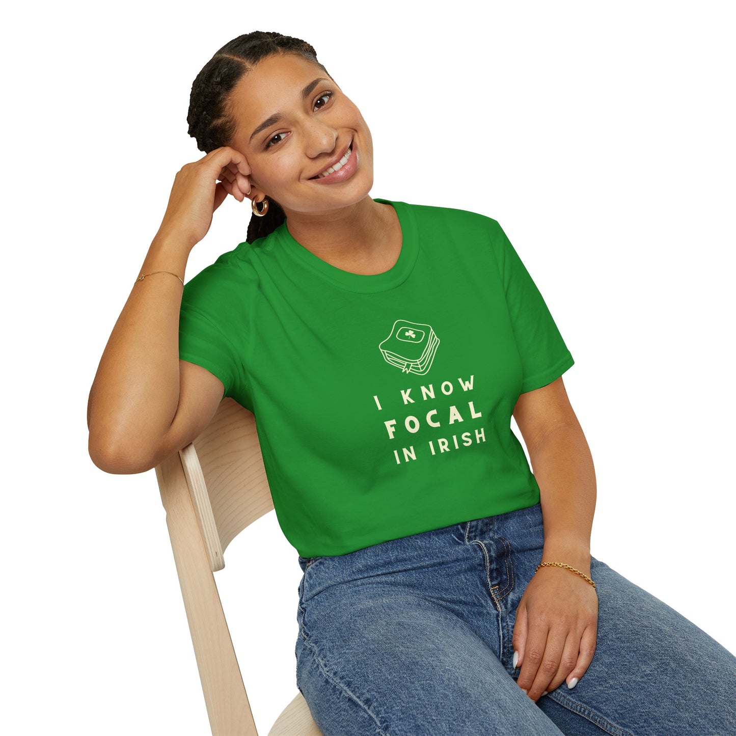 I KNOW FOCAL IN IRISH Unisex Softstyle 100% Cotton T-Shirt