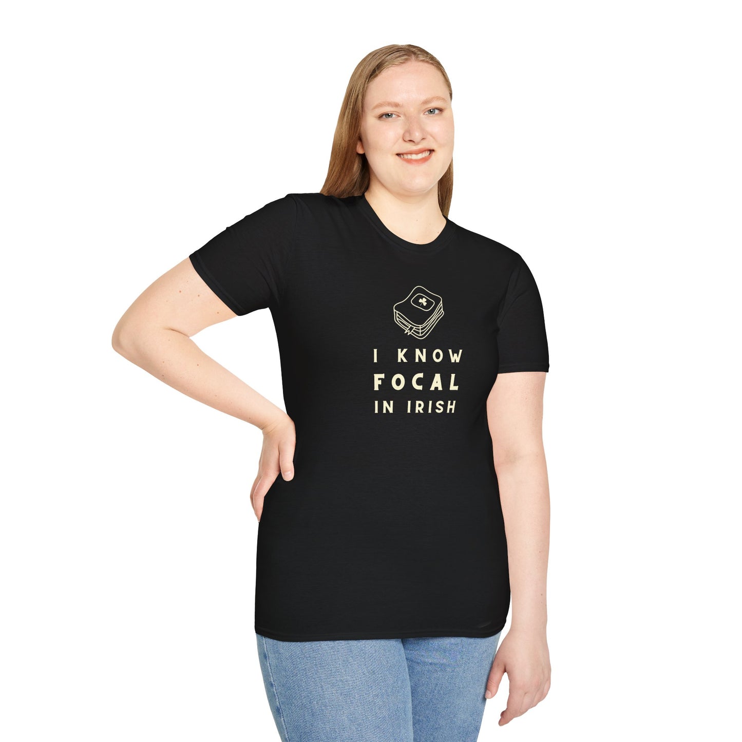 I KNOW FOCAL IN IRISH Unisex Softstyle 100% Cotton T-Shirt