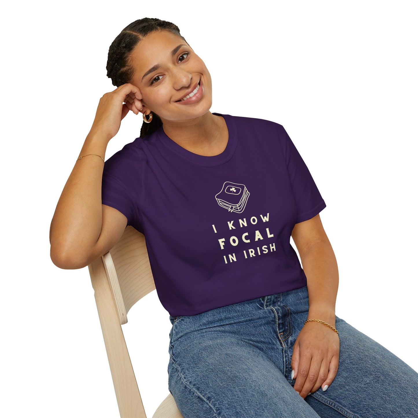 I KNOW FOCAL IN IRISH Unisex Softstyle 100% Cotton T-Shirt