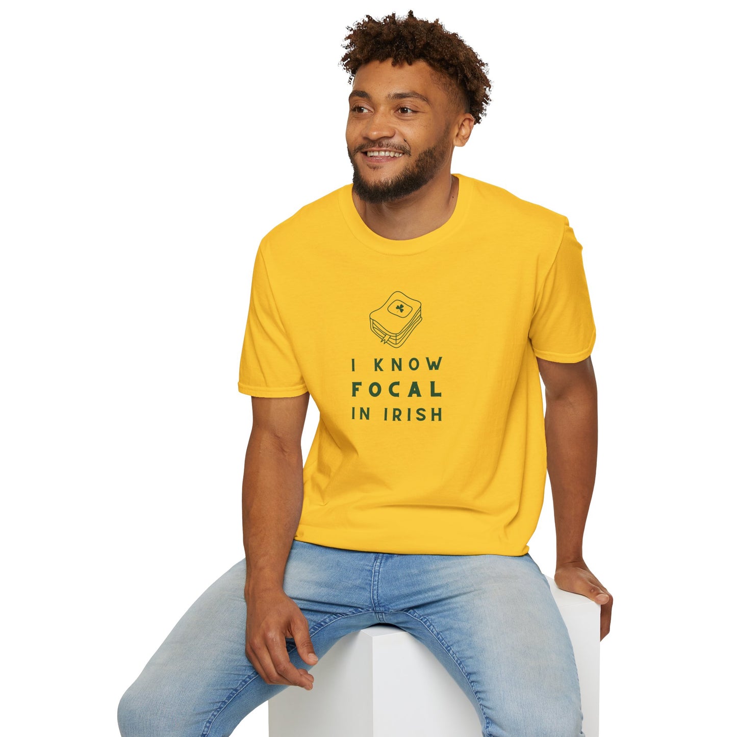 I KNOW FOCAL IN IRISH Unisex Softstyle 100% Cotton T-Shirt