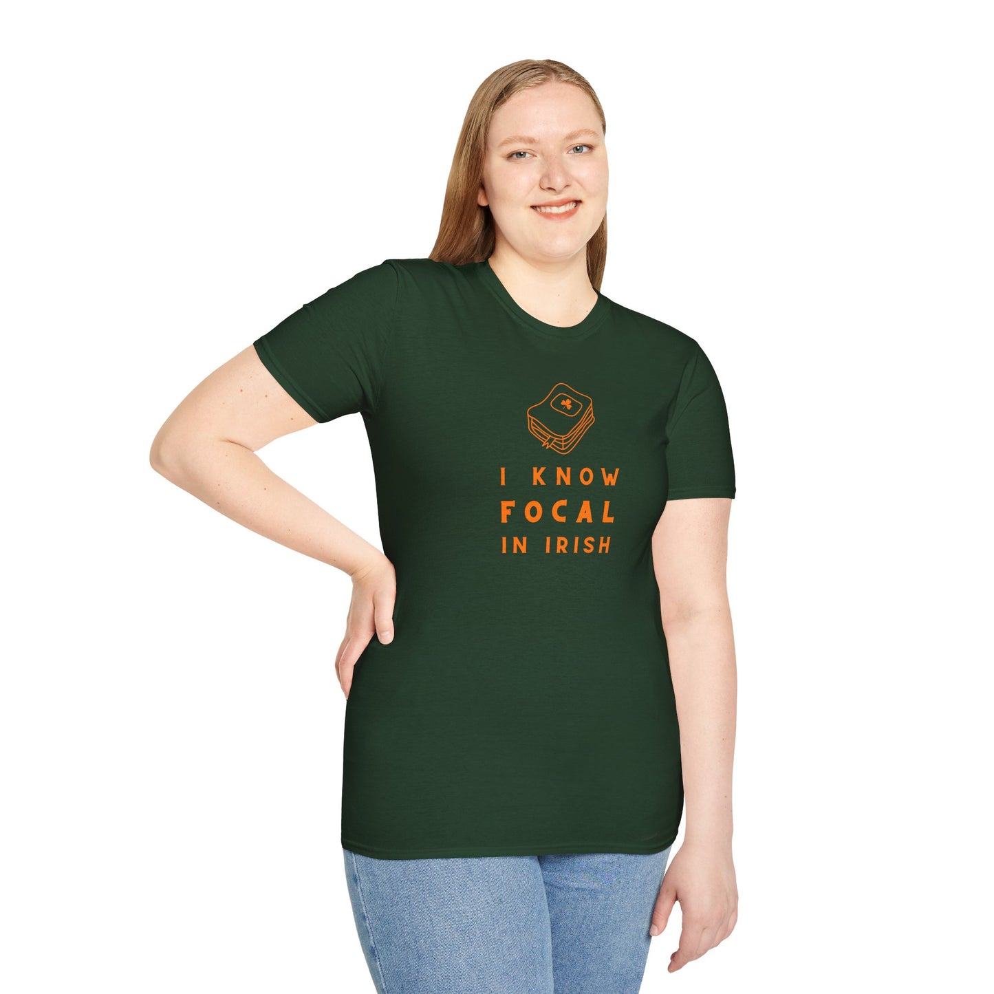 I KNOW FOCAL IN IRISH Unisex Softstyle 100% Cotton T-Shirt