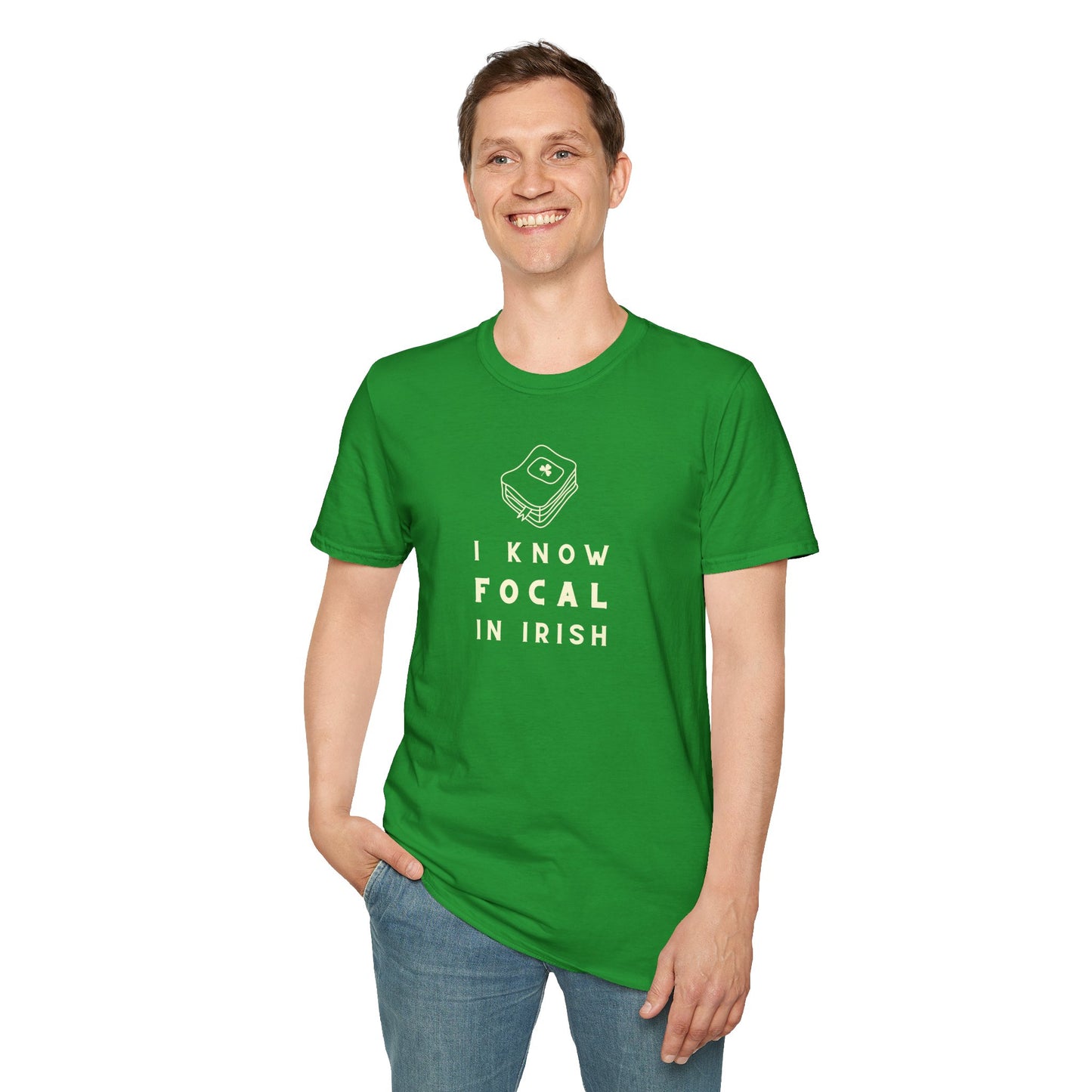 I KNOW FOCAL IN IRISH Unisex Softstyle 100% Cotton T-Shirt