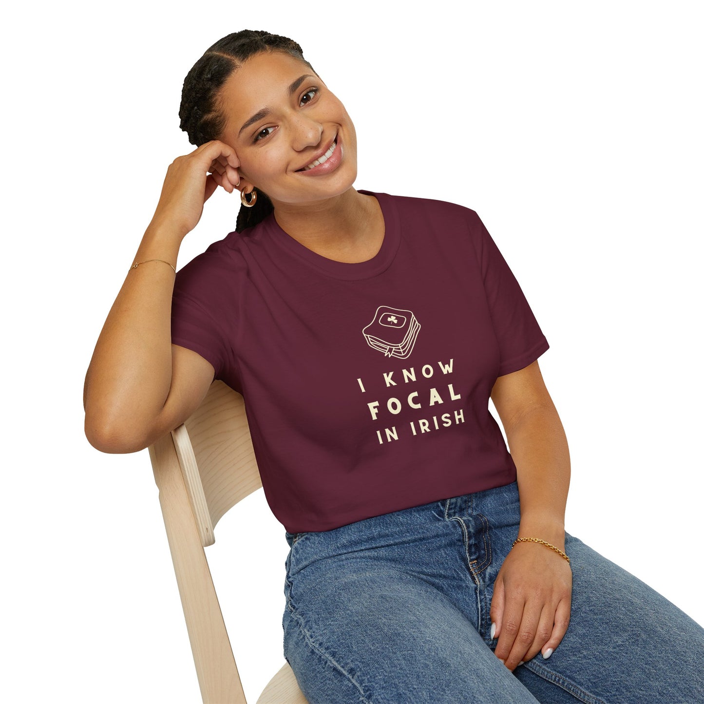 I KNOW FOCAL IN IRISH Unisex Softstyle 100% Cotton T-Shirt
