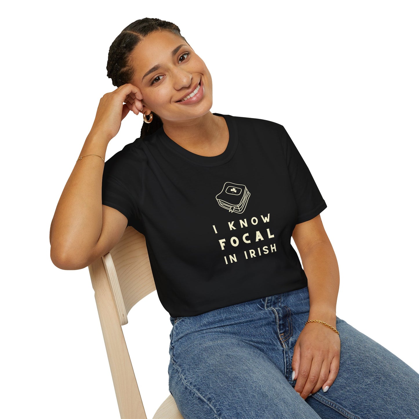 I KNOW FOCAL IN IRISH Unisex Softstyle 100% Cotton T-Shirt