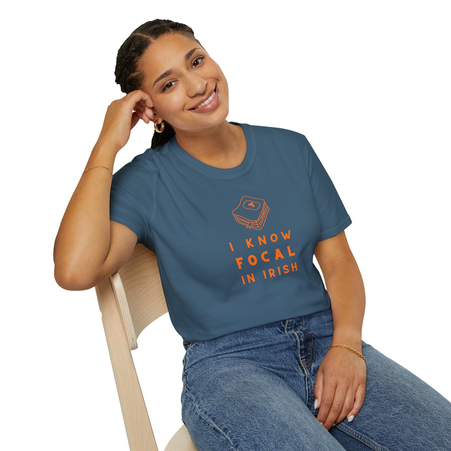I KNOW FOCAL IN IRISH Unisex Softstyle 100% Cotton T-Shirt