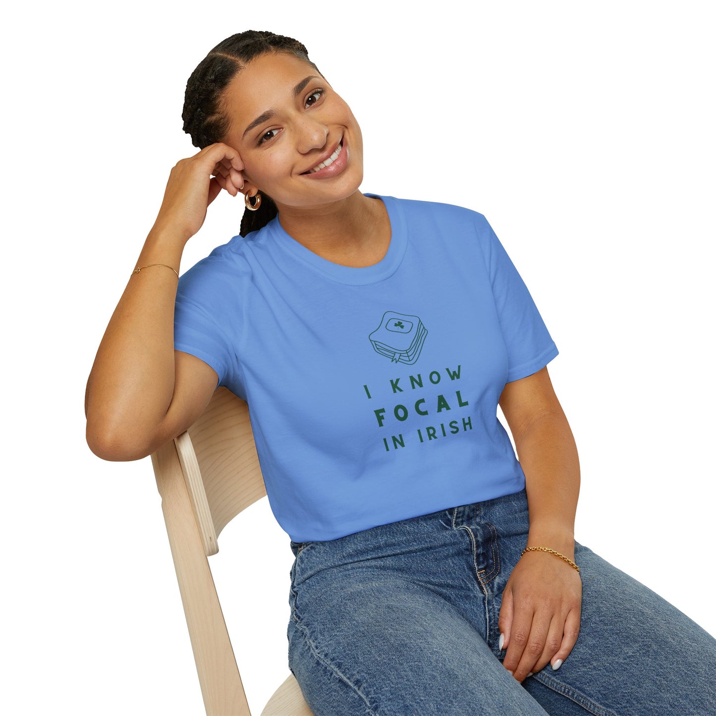I KNOW FOCAL IN IRISH Unisex Softstyle 100% Cotton T-Shirt