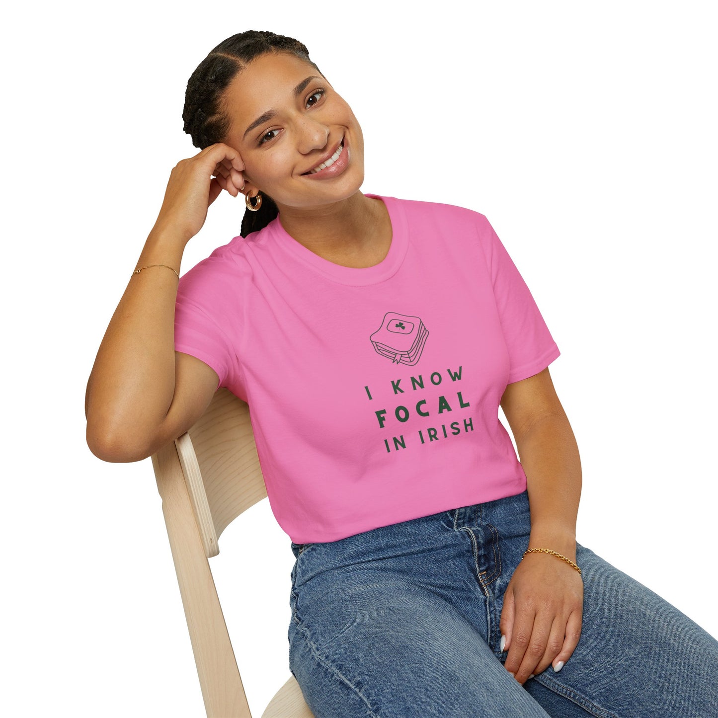 I KNOW FOCAL IN IRISH Unisex Softstyle 100% Cotton T-Shirt