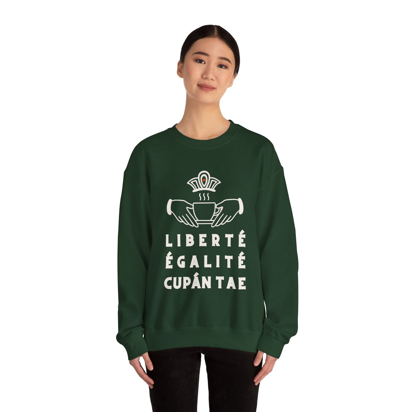 LIBERTÉ ÉGALITÉ CUPÁN TAE ie green Unisex Heavy Blend™ Crewneck Sweatshirt