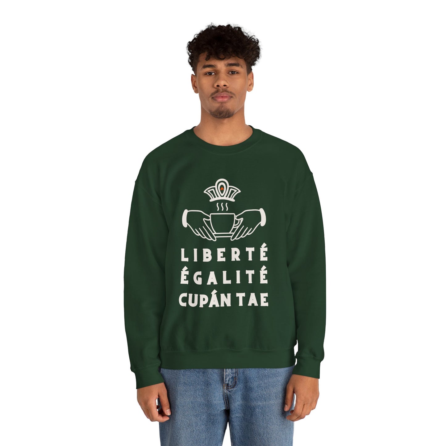 LIBERTÉ ÉGALITÉ CUPÁN TAE ie green Unisex Heavy Blend™ Crewneck Sweatshirt